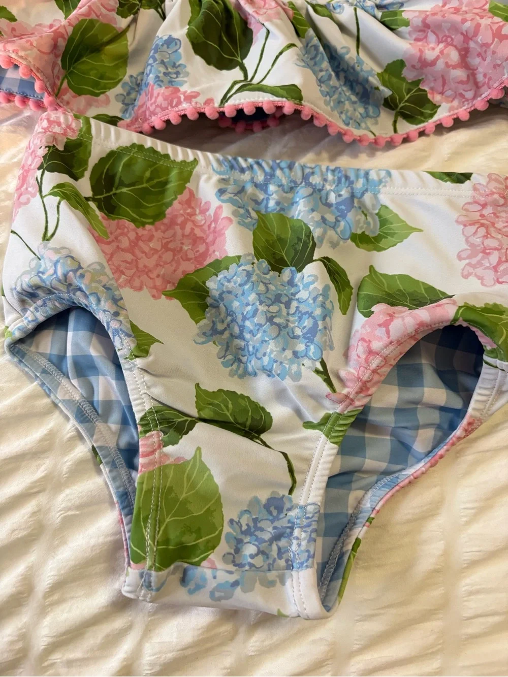 Mud Pie REVERSIBLE Girls Floral Hydrangea Tankini Set with Matching BOW